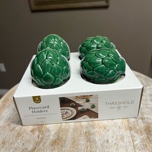 🎄Threshold Green Stoneware Artichoke Placecard Holders